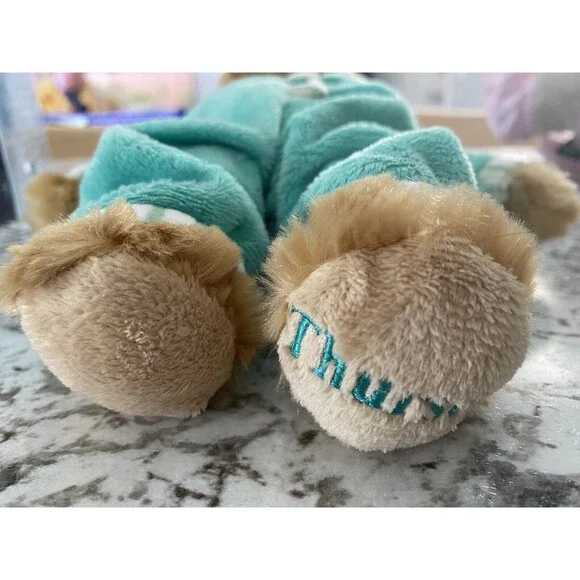 VGUC-11” FAO SCHWARZ Toys R Us TEDDY BEAR IN GREEN PAJAMAS Plush STUFFED ANIMAL - Picture 7 of 8
